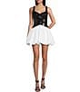 I.N. San Francisco Color Block Bow Keyhole Front Bubble Hem Dress, Color:Black - Image 1