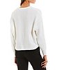 Color:Off White - Image 2 - Cropped Long Sleeve Crew Neck Pullover Sweater