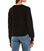 Color:Black - Image 2 - Cropped Long Sleeve Crew Neck Pullover Sweater