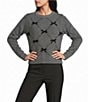 I.N. San Francisco Diamond Stitch Bow Velvet Long Puff Sweater - Image 1