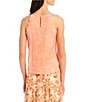 Color:Peach/White - Image 2 - Embroidered Floral Sleeveless Top