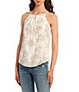 Color:White Coral - Image 1 - Embroidered Floral Sleeveless Top