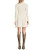 Color:Ivory - Image 2 - Fit-And-Flare Gold Button Mock Neck Sweater Dress