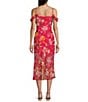 Color:Multi Bloom - Image 2 - Floral Print Cowl Neck Cold Shoulder Midi Slit Dress