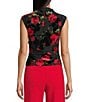 I.N. San Francisco I.N. San Francisco Floral Printed Mock Neck Side Ruched Top, Color:Floral Print - Image 2
