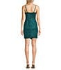 Color:Teal - Image 2 - Glitter Cowl Neck Asymmetrical Hem Faux Wrap Dress
