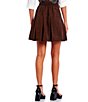 Color:Brown - Image 2 - High Rise Lace-Up Corduroy Skirt