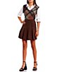 Color:Brown - Image 3 - High Rise Lace-Up Corduroy Skirt