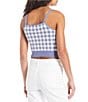 Color:Vintage Blue - Image 2 - Jacquard Checked Cropped Sweater Tank