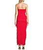 I.N. San Francisco Lace Mesh Strapless Asymmetrical Ruffle Maxi Dress, Color:Red - Image 2