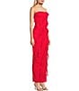 I.N. San Francisco Lace Mesh Strapless Asymmetrical Ruffle Maxi Dress, Color:Red - Image 3