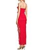 I.N. San Francisco Lace Mesh Strapless Asymmetrical Ruffle Maxi Dress, Color:Red - Image 4