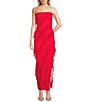 I.N. San Francisco Lace Mesh Strapless Asymmetrical Ruffle Dress - Image 1