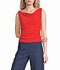 I.N. San Francisco Lace Twist Neck Rouched Side Top - Image 1