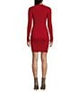 Color:Red - Image 2 - Braided Long Sleeve Mock Neck Bodycon Dress