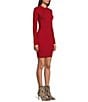 Color:Red - Image 3 - Braided Long Sleeve Mock Neck Bodycon Dress