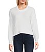 I.N. San Francisco Long Sleeve Crew Neck Cropped Pullover Sweater, Color:Ivory - Image 1