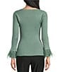 I.N. San Francisco Long Sleeve Feather Trim Sweater - Image 2