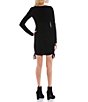 Color:Black - Image 2 - Long Sleeve Velvet Side Cinched Dress