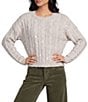 I.N. San Francisco Metallic Cable Knit Long Sleeve Pullover Sweater - Image 1