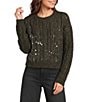 I.N. San Francisco Metallic Cable Knit Long Sleeve Pullover Sweater - Image 4