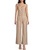 I.N. San Francisco Mid Rise Wide Leg Pinstripe Coordinating Tailored Pants, Color:Heather Mocha - Image 3