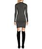 Color:Gunmetal - Image 2 - Mock Neck Long Sleeve Front Cut-Out Bodycon Dress