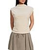 I.N. San Francisco Mock Neck Shirred Side Seam Tank Top, Color:Cream - Image 1