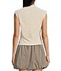 I.N. San Francisco Mock Neck Shirred Side Seam Tank Top, Color:Cream - Image 2