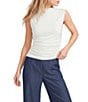 I.N. San Francisco Mock Neck Shirred Side Top - Image 1
