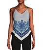 Color:Blue - Image 1 - Paisley Printed Scarf Cami Top