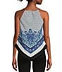 Color:Blue - Image 2 - Paisley Printed Scarf Cami Top