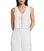 I.N. San Francisco Pinstripe Tie Front Vest - Image 1