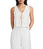 I.N. San Francisco Pinstripe Tie Front Vest - Image 1