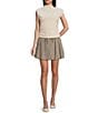 I.N. San Francisco Plaid Mid Rise Tie Front Pull On Bubble Skirt, Color:Plaid - Image 3