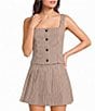 I.N. San Francisco Plaid Square Neck Button Front Cropped Coordinating Vest - Image 1