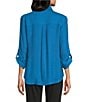 I.N. San Francisco Point Collar 3/4 Sleeve Button Front Top - Image 2