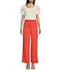 Color:Coral - Image 3 - Pull On Tie Front Pants