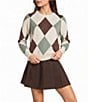 I.N. San Francisco Rhinestone Argyle Long Sleeve Sweater - Image 1