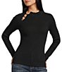 I.N. San Francisco Ribbed Knit Mock Neck Button Detailed Long Sleeve Sweater - Image 1