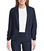 I.N. San Francisco Round Lapel 3/4 Shirred Sleeve One Button Blazer, Color:Medium Blue - Image 1