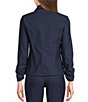 I.N. San Francisco Round Lapel 3/4 Shirred Sleeve One Button Blazer, Color:Medium Blue - Image 2