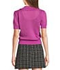 I.N. San Francisco Ruffle Collared Short Sleeve Sweater Top, Color:Orchid - Image 2