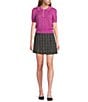 I.N. San Francisco Ruffle Collared Short Sleeve Sweater Top, Color:Orchid - Image 3