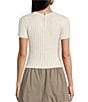 I.N. San Francisco Satin Point Collar Tie Front Short Sleeve Sweater Top, Color:Ivory - Image 4