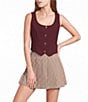 I.N. San Francisco Scoop Neck Button Front Cropped Vest - Image 1