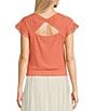 Color:Coral - Image 2 - Short Sleeve Pullover Hemband Knit Top