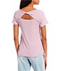 Color:Lavender - Image 2 - Short Sleeve Slub Rib Knit Ruched Side Top