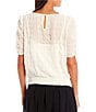 Color:Off-White - Image 2 - Smocked-Waist Two-Fer Top