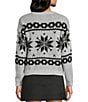 I.N. San Francisco Snowflake Crewneck Long Sleeve Sweater, Color:Heather Grey - Image 2
